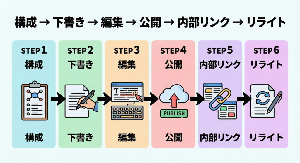 SEO記事制作の内製フローと公開後リライトまでの流れ