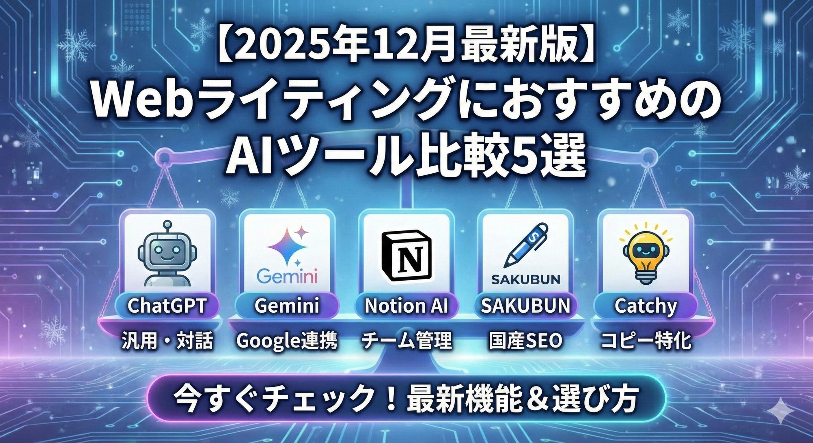 【2025年12月最新版】WebライティングにおすすめのAIツール比較5選